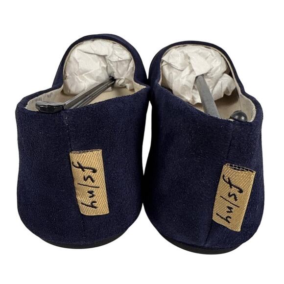 French Sole Fs/NY Sloop Flat Women's 8.5 Suede Navy Italian Slip On Round Toe - Picture 5 of 11